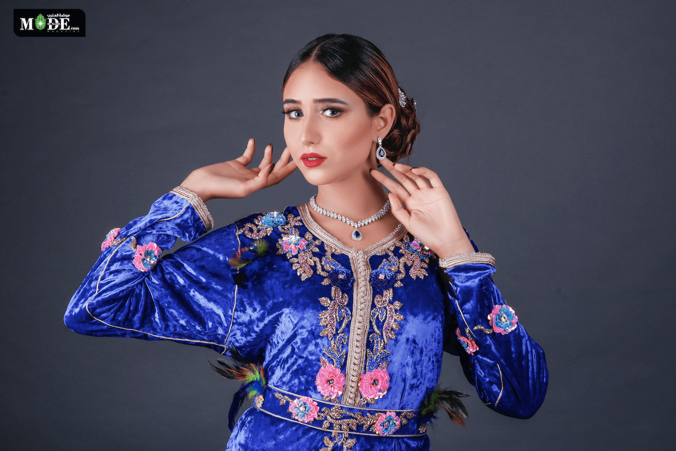 Caftan velours bleu roi